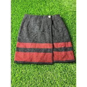Ralph Lauren Country Gray Red Wool Skirt Size 10 Made in USA Western Vintage